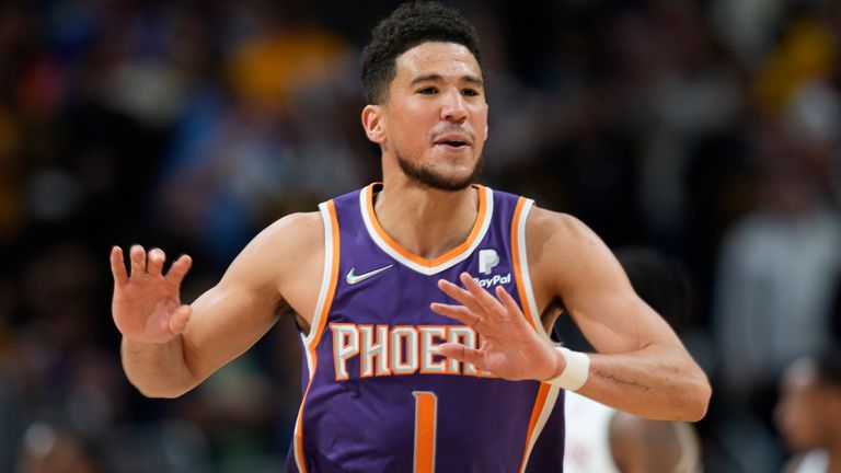 Phoenix Suns guard Devin Booker during his 49-point night against the Denver Nuggets