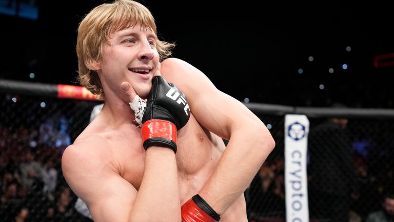 Paddy Pimblett of England celebrates his submission victory over Kazula Vargas of Mexico in a lightweight fight during the UFC Fight Night event at O2 Arena on March 19, 2022 in London, England. (Photo by Chris Unger/Zuffa LLC)