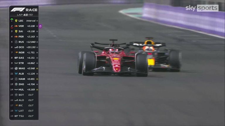 Leclerc and Verstappen engaged in an battle for the lead of the Saudi Arabian Grand Prix.