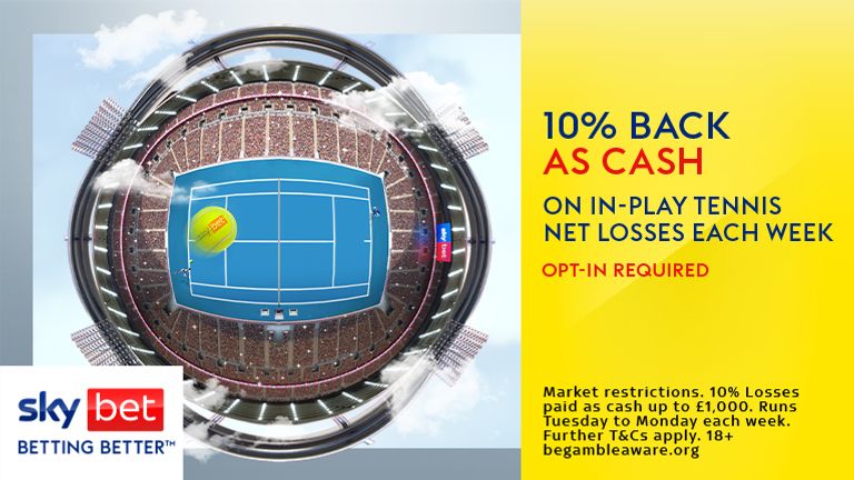 10% tennis in-play cash back